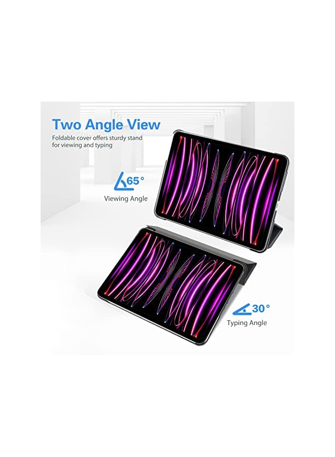 Procases حافظة iPad Pro 12.9 2022/2021/2020/2018، غطاء ذكي رفيع بحامل خلفي صلب لجهاز iPad Pro 12.9 بوصة الجيل السادس 2022/الجيل الخامس 2021/الجيل الرابع 2020/الجيل الثالث 2018 - رمادي - Image 4