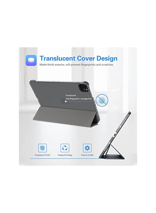 Procases حافظة iPad Pro 12.9 2022/2021/2020/2018، غطاء ذكي رفيع بحامل خلفي صلب لجهاز iPad Pro 12.9 بوصة الجيل السادس 2022/الجيل الخامس 2021/الجيل الرابع 2020/الجيل الثالث 2018 - رمادي - Image 3