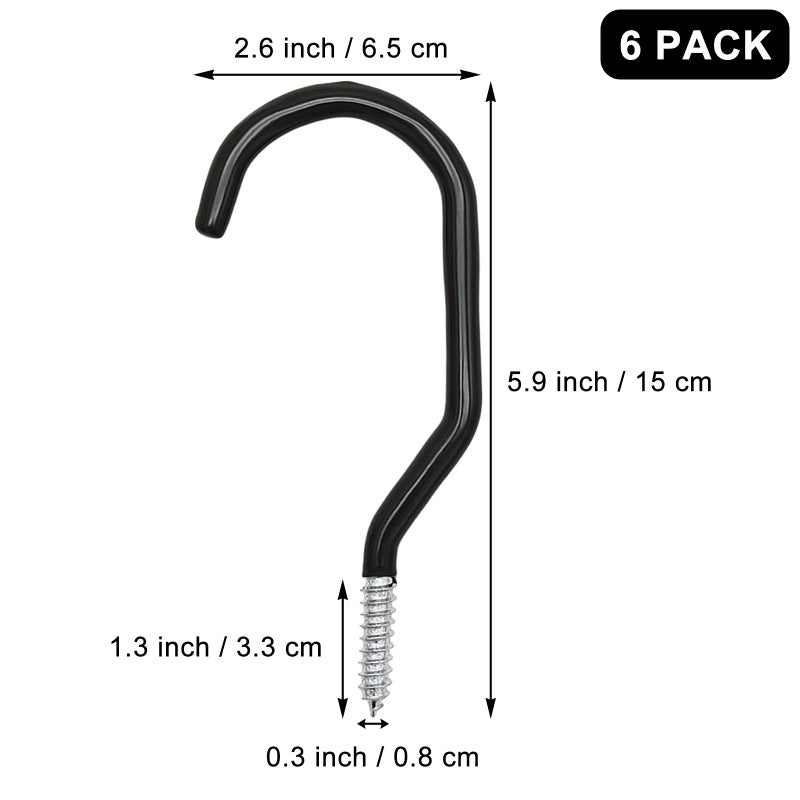 Scartink 6Pcs Black Heavy Duty Bike Storage Hooks Bicycle Wall Mounted Hooks Large Screw Hooks For Wall,Ceiling - Image 3