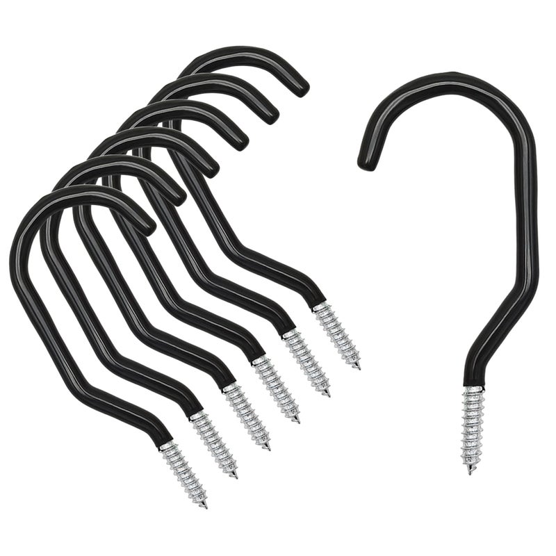 Scartink 6Pcs Black Heavy Duty Bike Storage Hooks Bicycle Wall Mounted Hooks Large Screw Hooks For Wall,Ceiling - Image 1