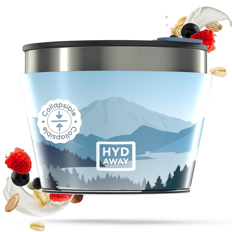 HYDAWAY 15Cup Collapsible Insulated Bowl with Lid BPAFree LeakResistant and UltraCompact for Travel Camping Everyday Meals