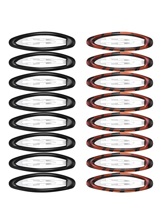 Cositina 16 Pieces Oval Shaped Snap Hair Clip Epoxy Metal Snap Clips Non Slip Big Ellipse Hair Grip Barrettes For Women Girls Hair Accessories - Image 2