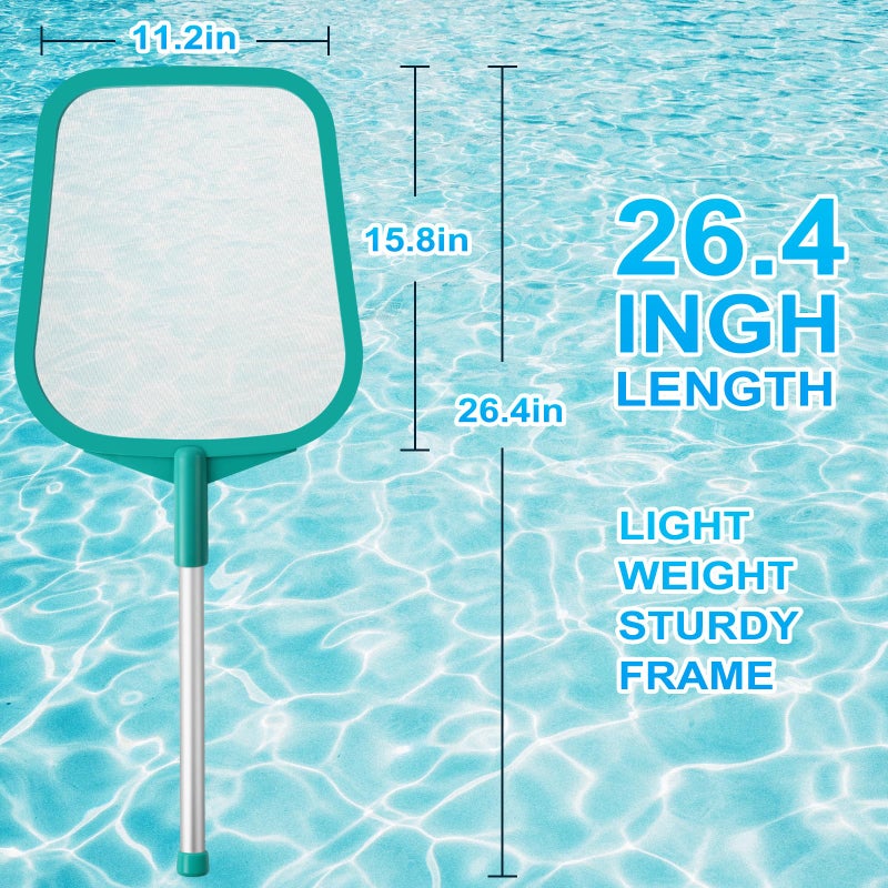 Loiyadn Pool Skimmer - Pool Net with Pole, Pool Skimmer Net with Solid Plastic Frame, Skimmer Net with Fine Mesh Net, Hot Tub Skimmer Net - Image 2