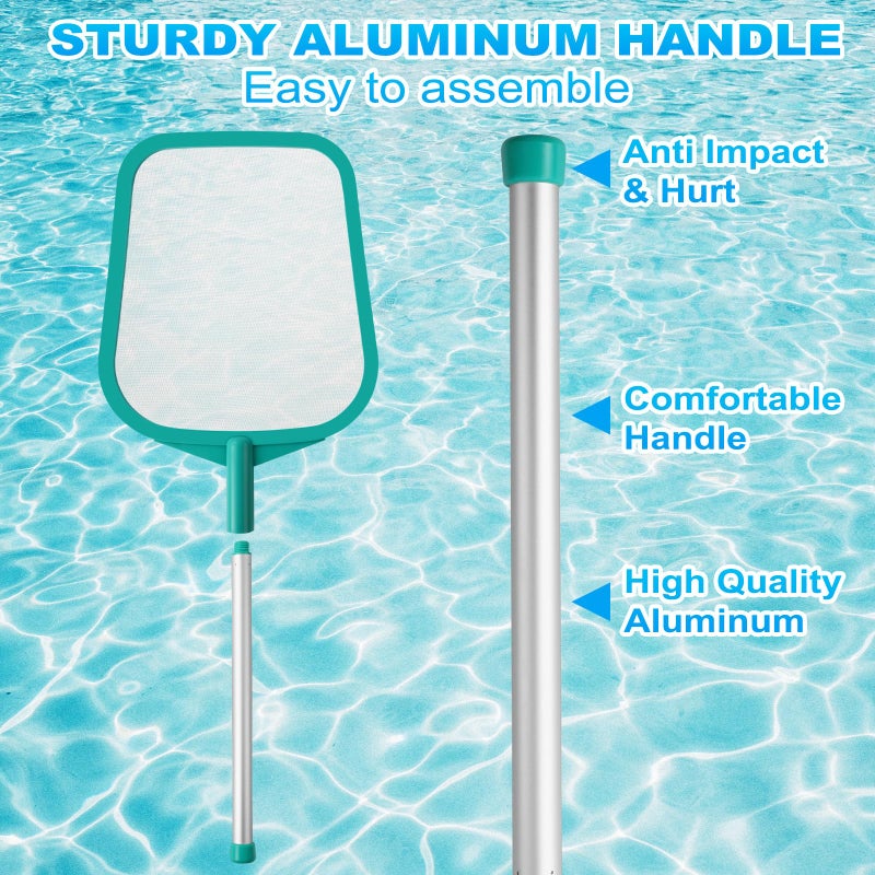 Loiyadn Pool Skimmer - Pool Net with Pole, Pool Skimmer Net with Solid Plastic Frame, Skimmer Net with Fine Mesh Net, Hot Tub Skimmer Net - Image 4