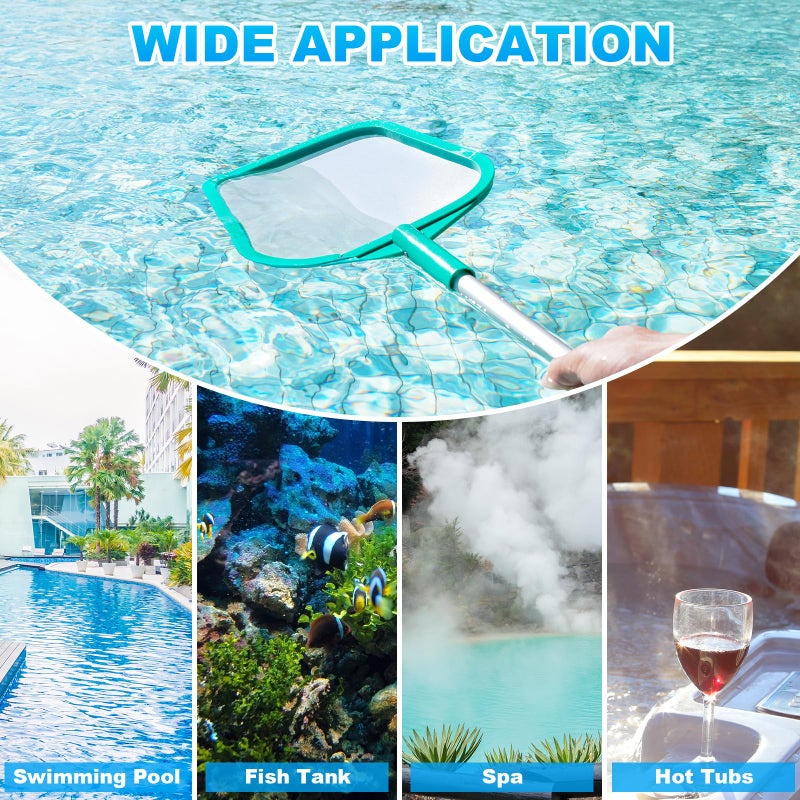 Loiyadn Pool Skimmer - Pool Net with Pole, Pool Skimmer Net with Solid Plastic Frame, Skimmer Net with Fine Mesh Net, Hot Tub Skimmer Net - Image 5