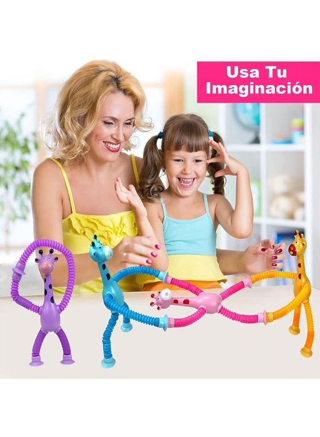 جوين JOYIN 4 قطع من أنابيب البوب ​​مع أكواب شفط وألعاب الزرافة، هدايا حسية لمرضى التوحد، ألعاب فيدجيت للأطفال الصغار والأولاد والبنات من سن 3 إلى 10 سنوات، هدايا حفلات أعياد الميلاد، جوائز سفر للأطفال في الفصل الدراسي - Image 5