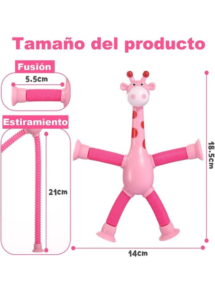 جوين JOYIN 4 قطع من أنابيب البوب ​​مع أكواب شفط وألعاب الزرافة، هدايا حسية لمرضى التوحد، ألعاب فيدجيت للأطفال الصغار والأولاد والبنات من سن 3 إلى 10 سنوات، هدايا حفلات أعياد الميلاد، جوائز سفر للأطفال في الفصل الدراسي - Image 2