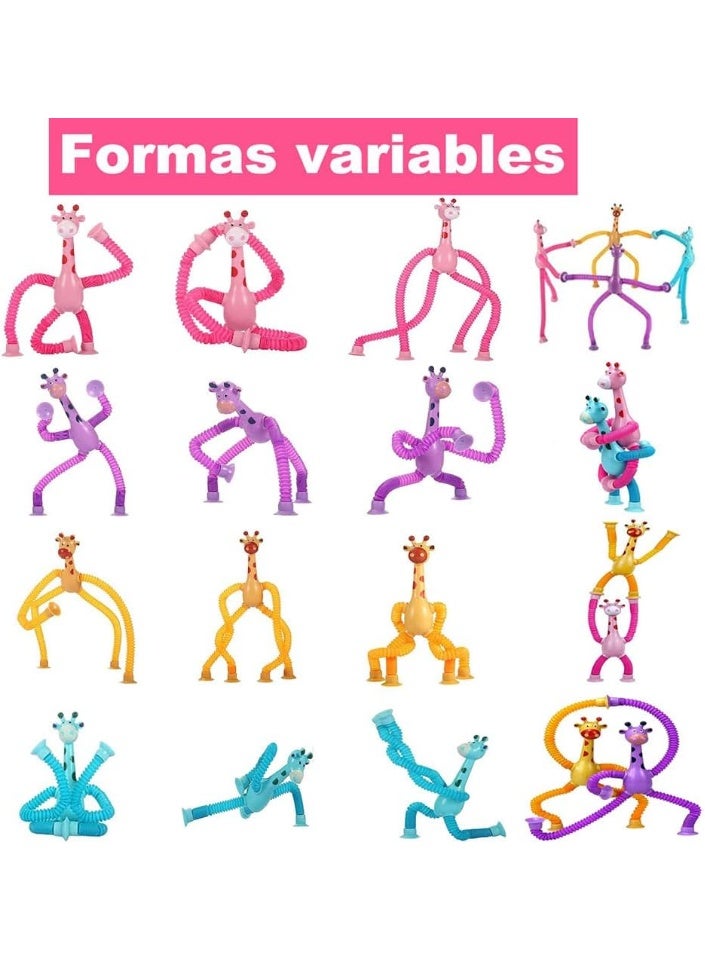 جوين JOYIN 4 قطع من أنابيب البوب ​​مع أكواب شفط وألعاب الزرافة، هدايا حسية لمرضى التوحد، ألعاب فيدجيت للأطفال الصغار والأولاد والبنات من سن 3 إلى 10 سنوات، هدايا حفلات أعياد الميلاد، جوائز سفر للأطفال في الفصل الدراسي - Image 4