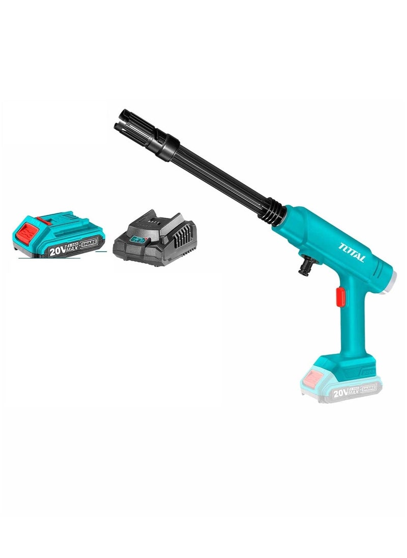 TOTAL Total 20V Pressure Washer with Auto Start/Stop Function - Includes 2-Pattern Spray Gun, Foam Producer, Water Inlet Hose, Battery & Charger - Max Pressure 24.5 Bar, Max Flow 2.5L/min  - Image 2