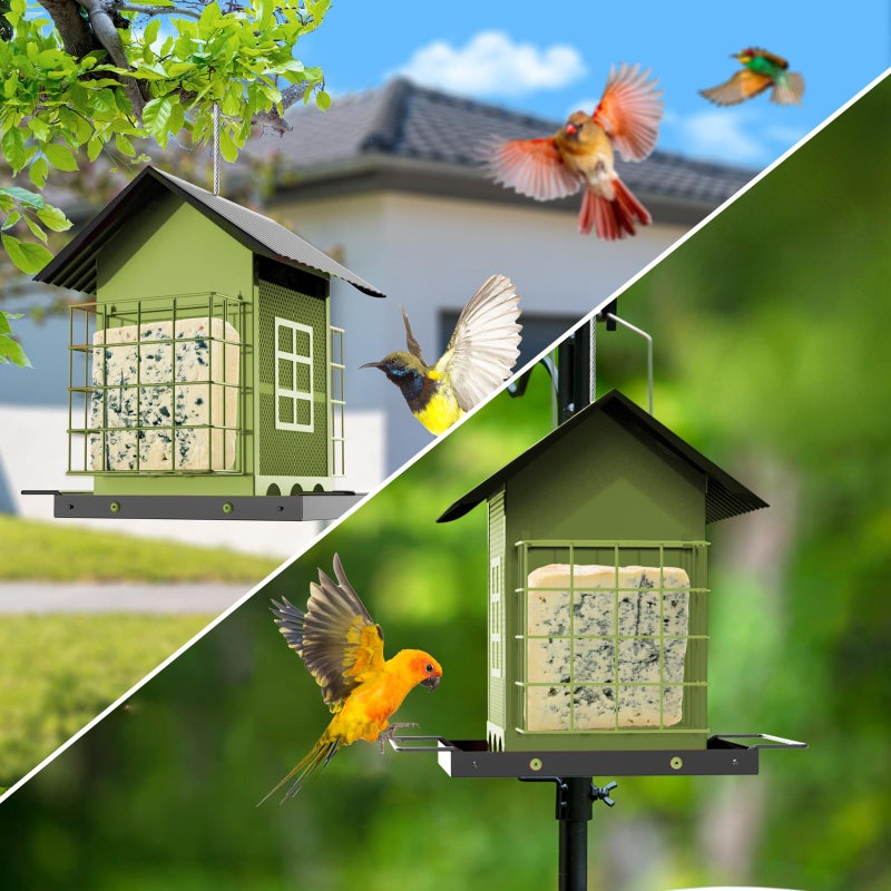 FlowaFoli Bird Feeders for Outdoors Hanging, Metal Bird Feeder with Double Suet Cage Cake, Large Capacity, Birdfeeders Sturdy & Weatherproof, Easy to Clean & Refill, Great for Attracting Wild Birds - Image 5