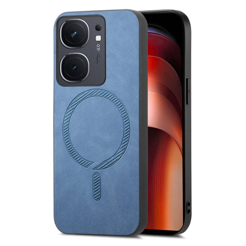 BURAQ Case Cover For vivo iQOO Neo9 / Neo9 Pro 5G Retro Magsafe Magnetic PU Back Cover Phone Case(Blue) - Image 1