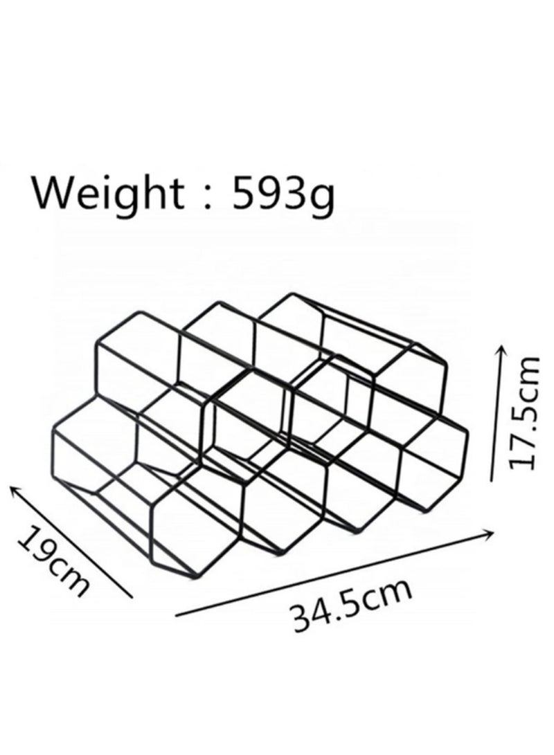 1pcs Hexagon 9 Bottle Wine Holder Display Modern Metal Honeycomb Wine Rack Wine Bottle Storage Beehive Tabletop Wine Rack - Image 2
