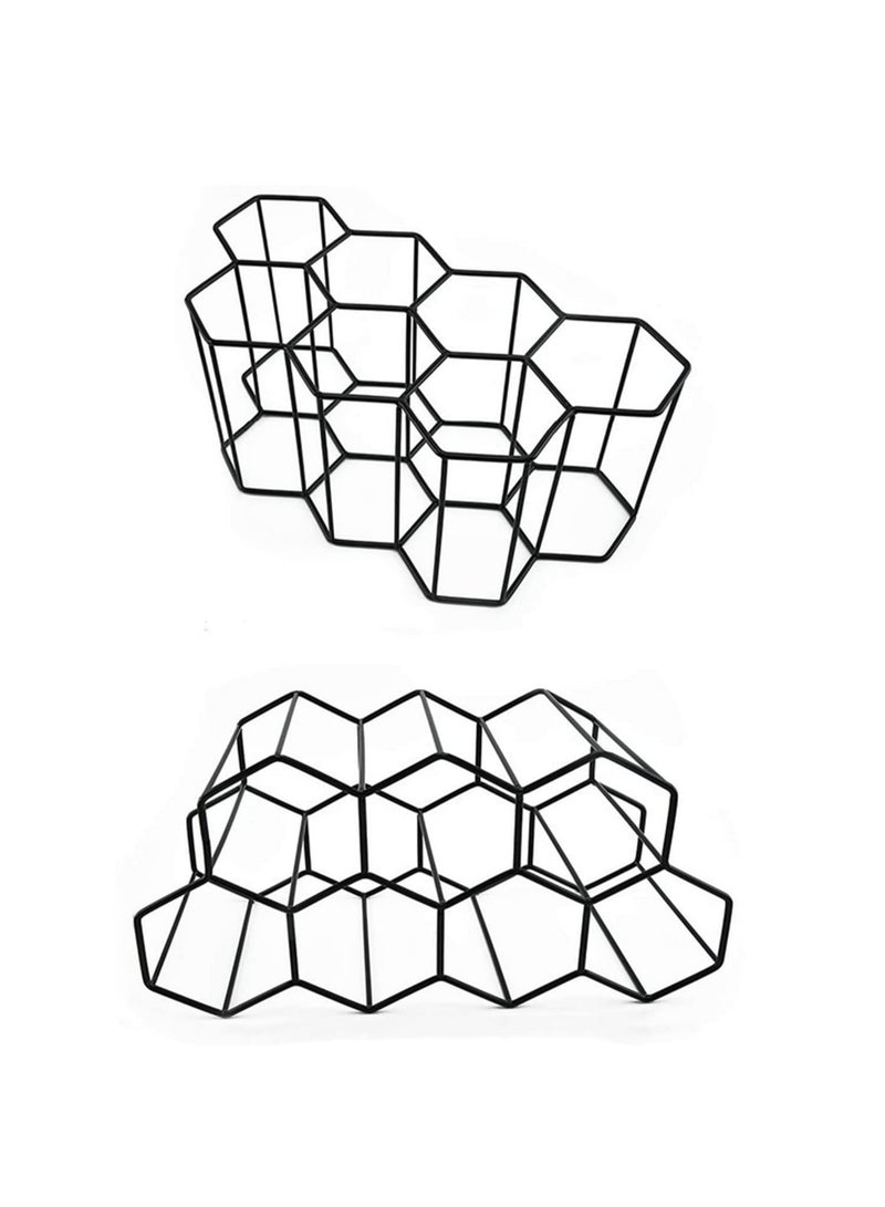 1pcs Hexagon 9 Bottle Wine Holder Display Modern Metal Honeycomb Wine Rack Wine Bottle Storage Beehive Tabletop Wine Rack - Image 4