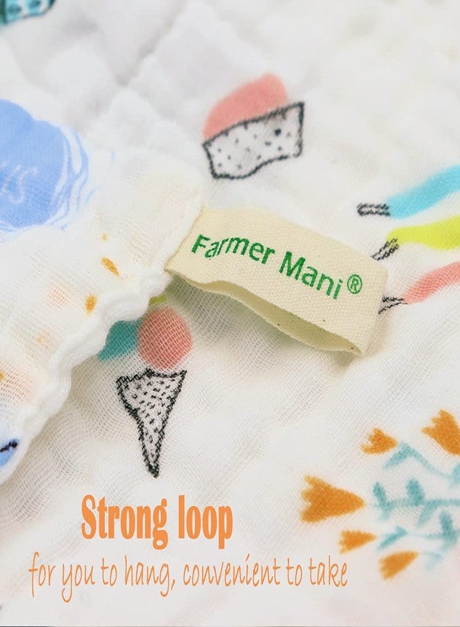 Farmer Mani Muslin Baby Washcloths Set (6-Pack), 6-Layer Natural Cotton Infant Face Towel, Ideal for Sensitive Skin and Baby, Reusable Wipes Multipurpose 11.8 x 11.8 inches (Square) - Image 4