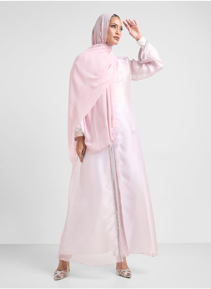 Khizana Sheer Embellished Abaya With Sheila  - Image 1