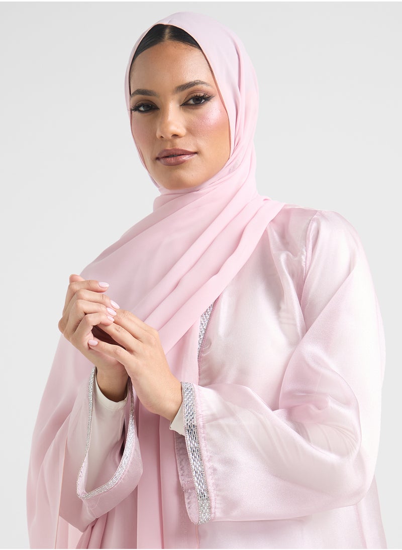 Khizana Sheer Embellished Abaya With Sheila  - Image 4