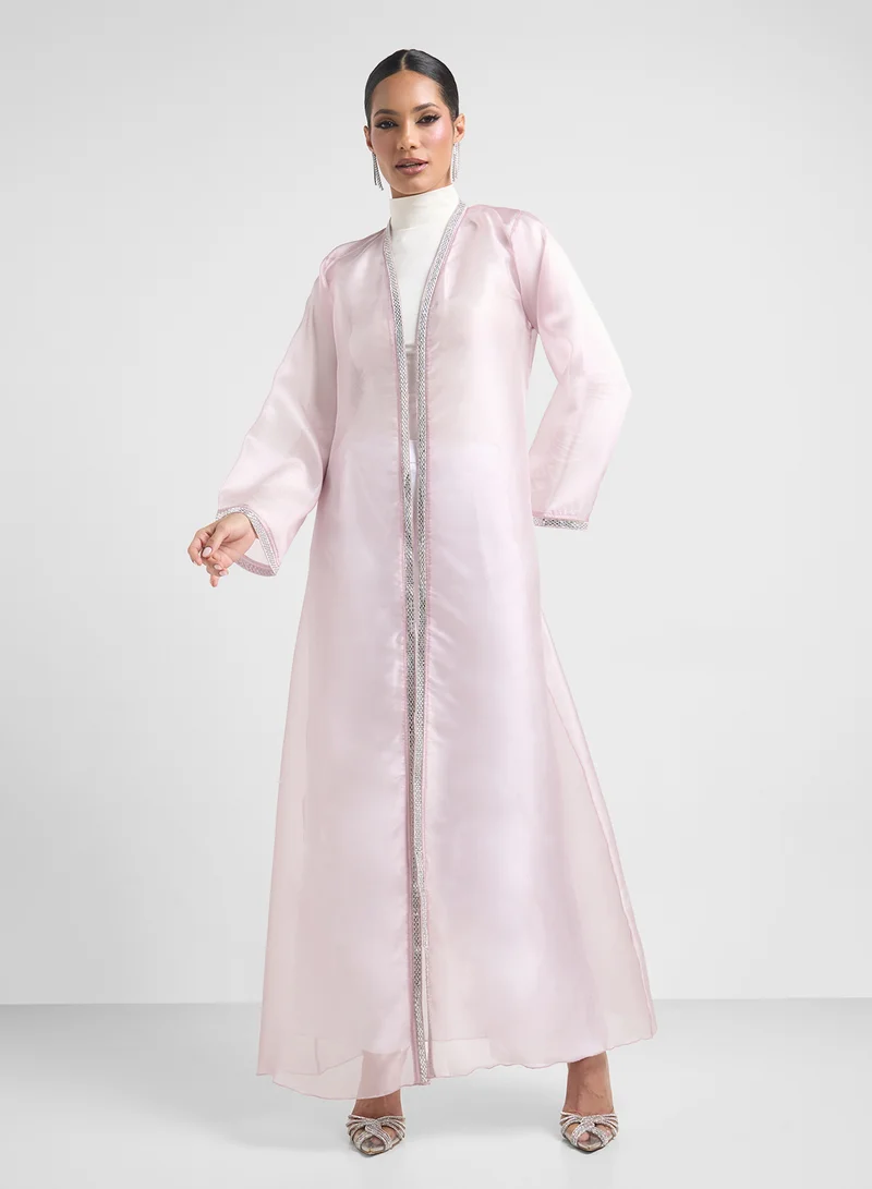 Khizana Sheer Embellished Abaya With Sheila