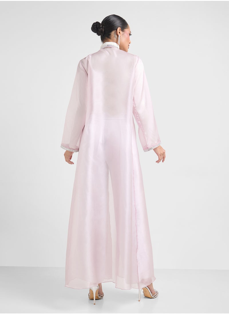 Khizana Sheer Embellished Abaya With Sheila  - Image 2