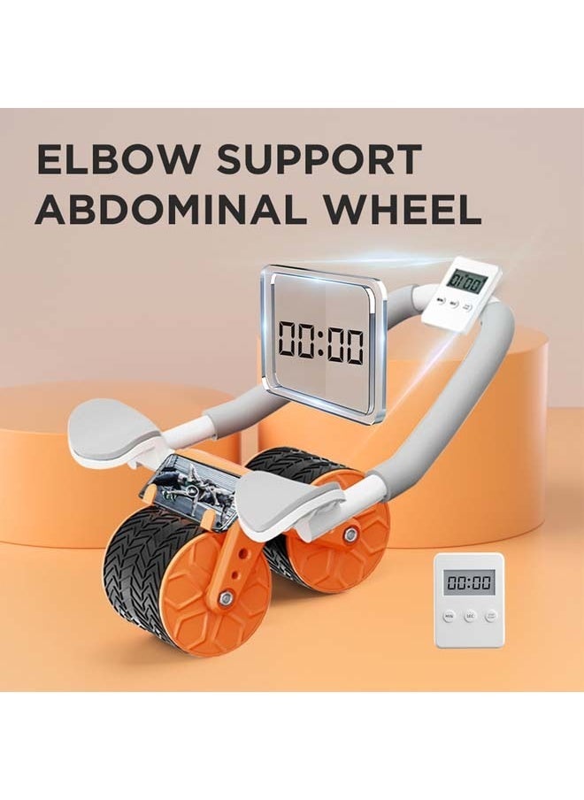 Fitness World - Abdominal roller with elbow support, timing screen and mobile phone holder, with a gift set consisting of a resistance band, a jump rope, and arm and thigh slimming belts. - Image 1
