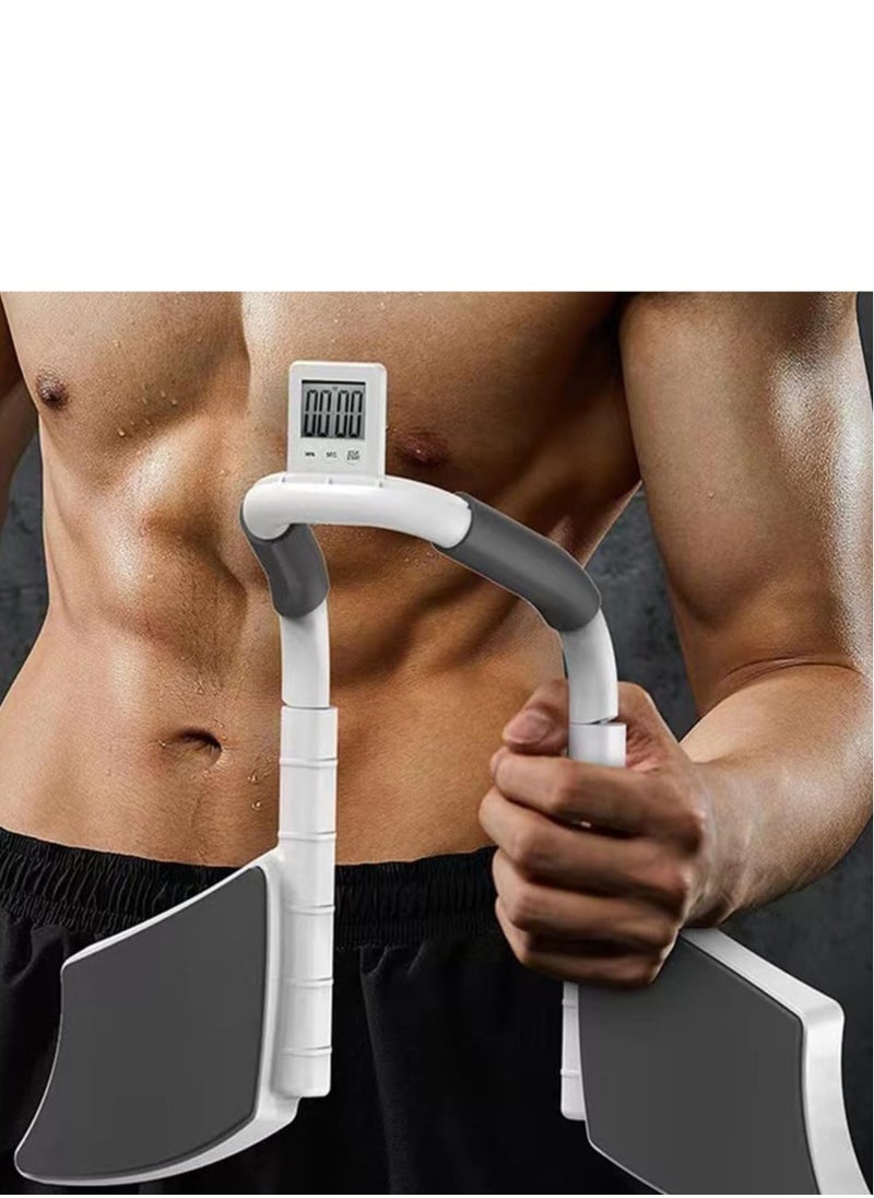 Fitness World - Abdominal roller with elbow support, timing screen and mobile phone holder, with a gift set consisting of a resistance band, a jump rope, and arm and thigh slimming belts. - Image 1