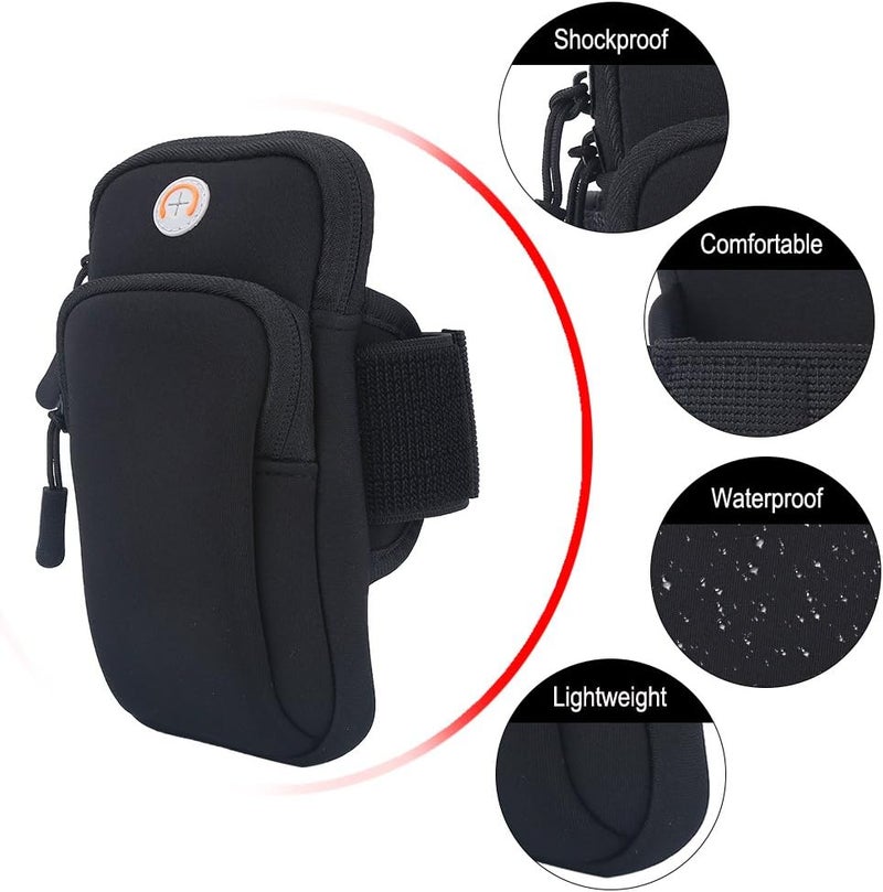 klarako Arm Pouch, Running Armband Bag for Phone & Keys Zipper Multi-Layer Waterproof Wallet Pocket for Outdoor Jogging Sports Gym(Black) - Image 5