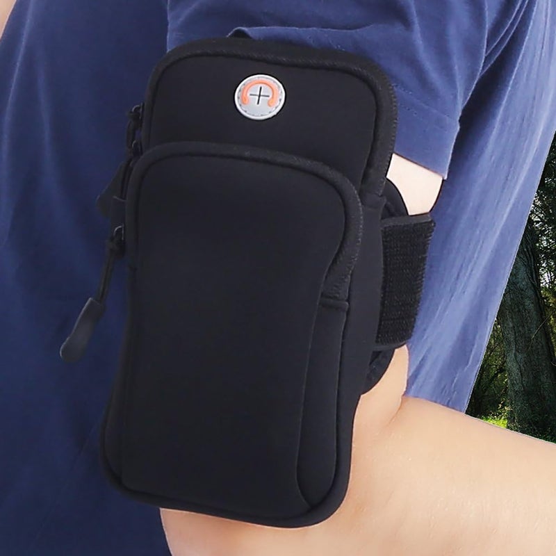 klarako Arm Pouch, Running Armband Bag for Phone & Keys Zipper Multi-Layer Waterproof Wallet Pocket for Outdoor Jogging Sports Gym(Black) - Image 3