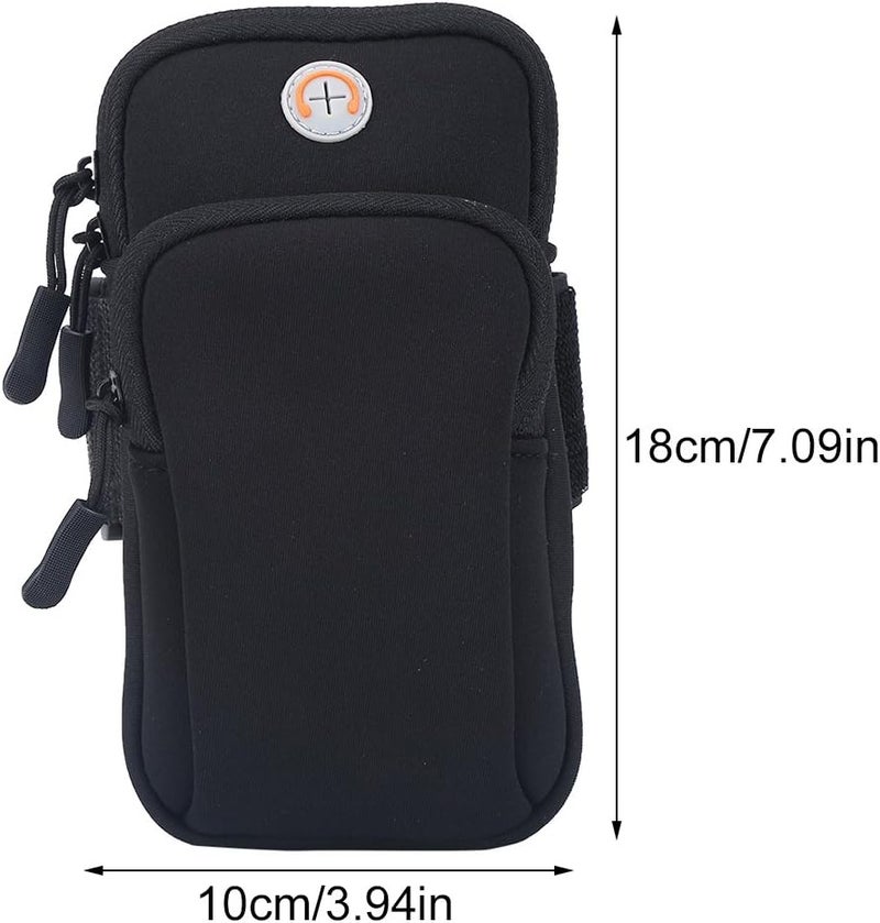 klarako Arm Pouch, Running Armband Bag for Phone & Keys Zipper Multi-Layer Waterproof Wallet Pocket for Outdoor Jogging Sports Gym(Black) - Image 4