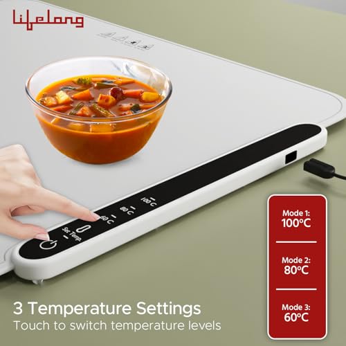 Lifelong Electric Food Warmer - 400 W | Roll Up Silicon Heating Mat | Adjustable Temperature Control with Touch | Even Warming Tray for Dining, Parties & Events | Auto Shut-Off (63 X 38 CM) (LLEFW14) - Image 2