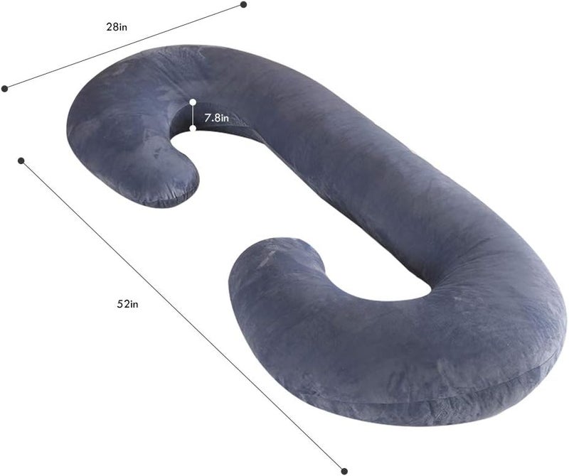 Pregnancy Pillow, C Shaped Full Body Pillow 52", Maternity Pillow Support for Back, Legs, Neck, Hips for Pregnant Women with Removable Washable Velvet Cover(Grey) - Image 2