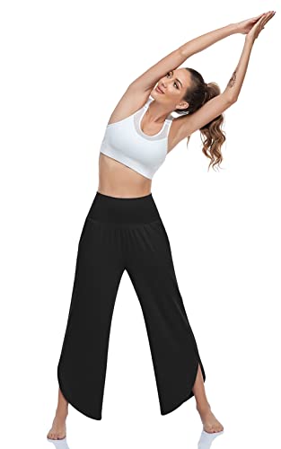 UEU Women's Wide Leg Yoga Pants High Waisted Comfy Dance Sweatpants Loose Casual Soft Lounge Joggers with Pockets (Black, S) - Image 4