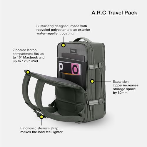 Incase A.R.C. Travel Backpack 38L – Expandable Carry On Luggage, Fits up to 17" Laptop – Butterfly Opening, Quick Access Pocket, Shoe Storage – Airplane Travel Essentials, Weekend Bag – Black - Image 4