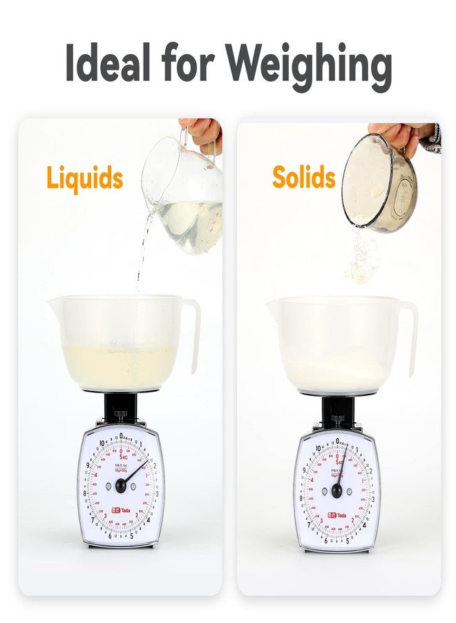 ta da Tada 11lb Analog Food Scale Mechanical Dial Kitchen Scale, Removable Measuring Cup, Tare Function, Kitchen Friendly - Image 3