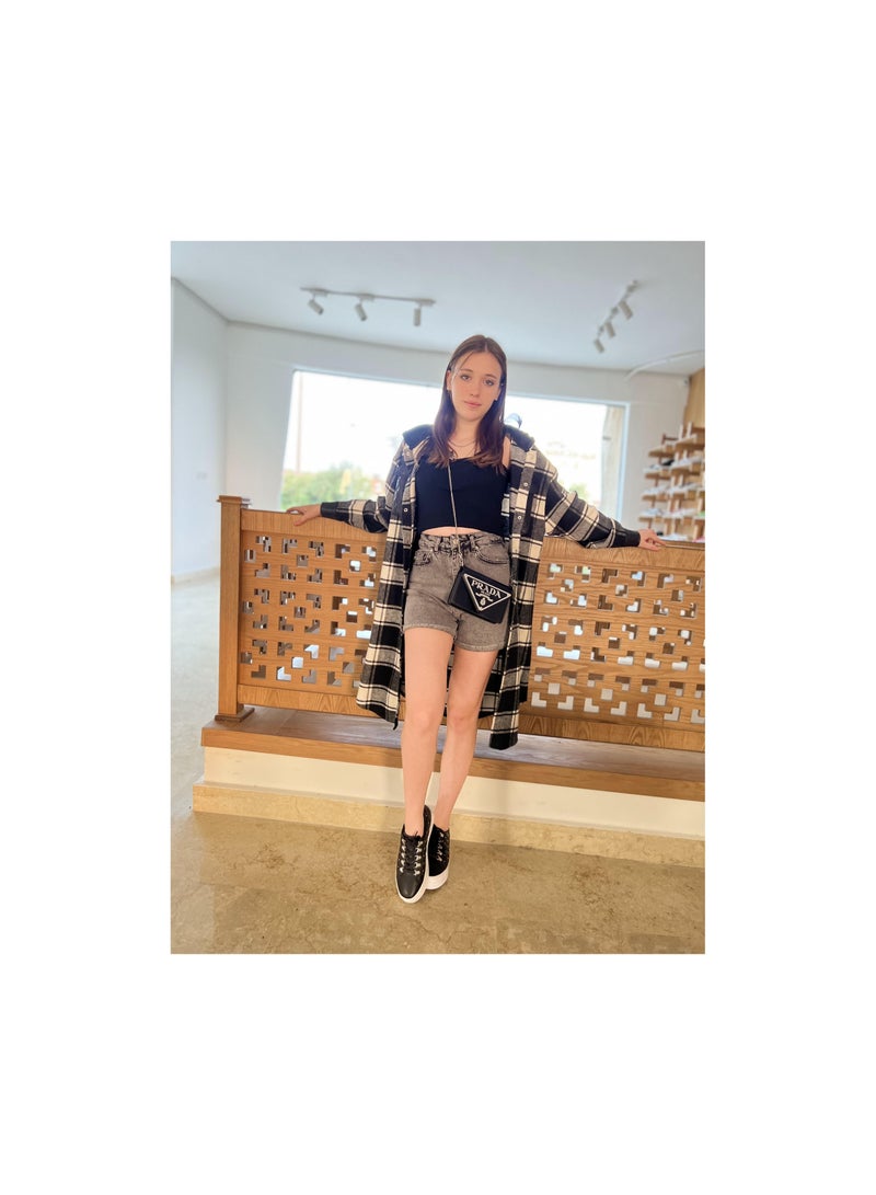 Checkered Longline Shirt - Image 1