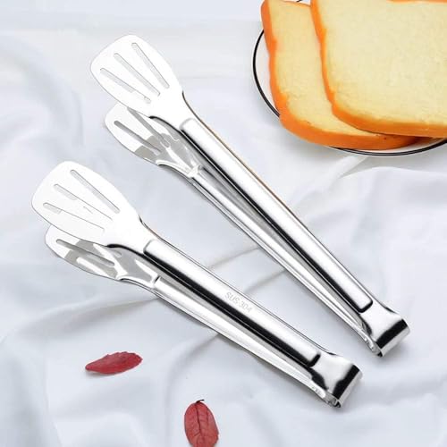 DAYANIDHI Kitchen Tongs Stainless Steel Locking Cooking Barbecue Grilling Food Clips Kitchen Clamps Sturdy High Resistant Heat Tongs | 304 Stainless Steel, BBQ Tong (Pack 1) - Image 3