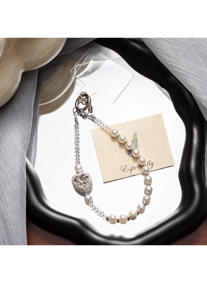 NIBEMINENT Phone Charm/ Chain Strap for Women Girls, Necklace Pearl Cell Phone Case Lanyard Wrist Strap