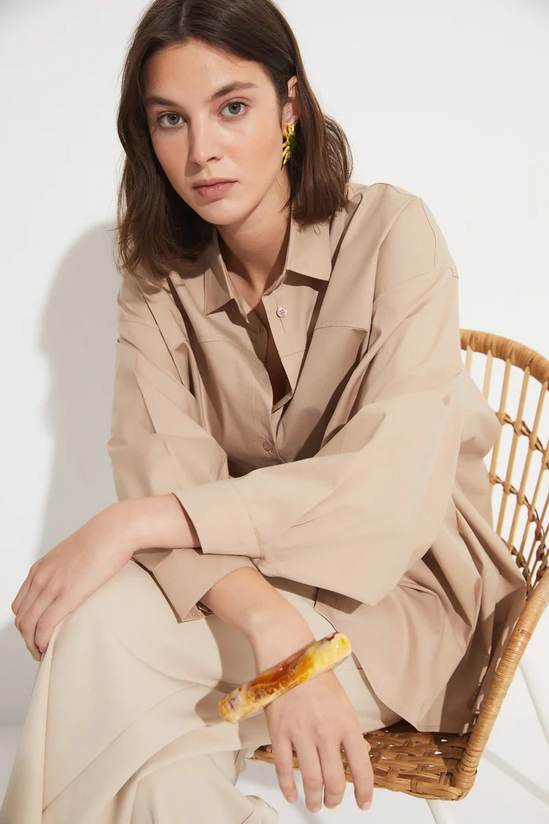 JUNE 100% Cotton Stitch Detail Shirt