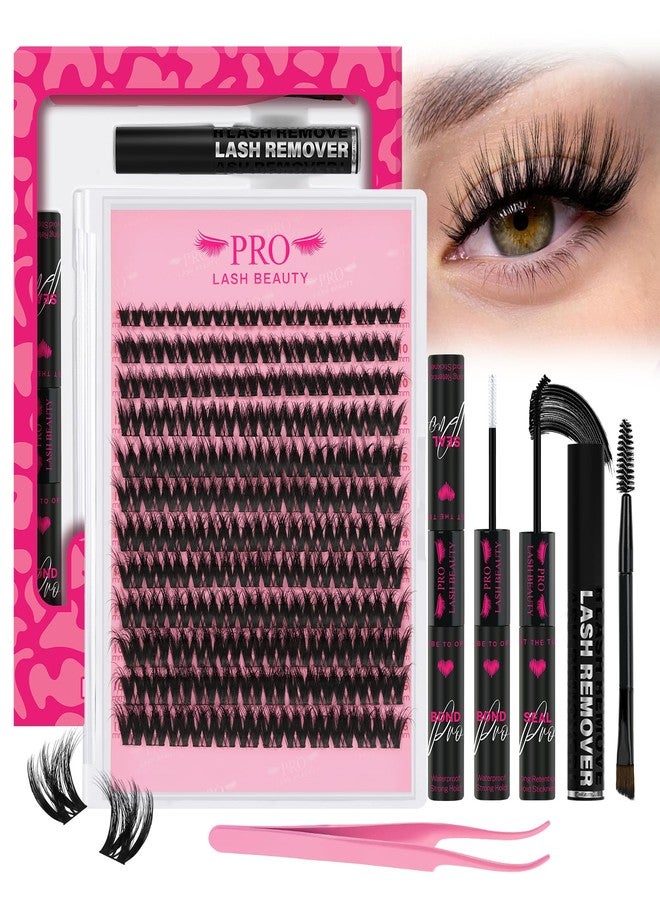 PRO LASHBEAUTY PROLASHBEAUTY Wispy Lash Clusters Kit Lash Extension Kit with 3D Volume Flora Lash Clusters Waterproof Lash Bond and Seal Eyelash Applictor Remover (Sunrise,8-16mix) - Image 1