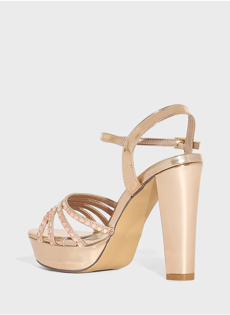 ايلا ليمتد اديشن Embellished Platform Block Heel Sandal