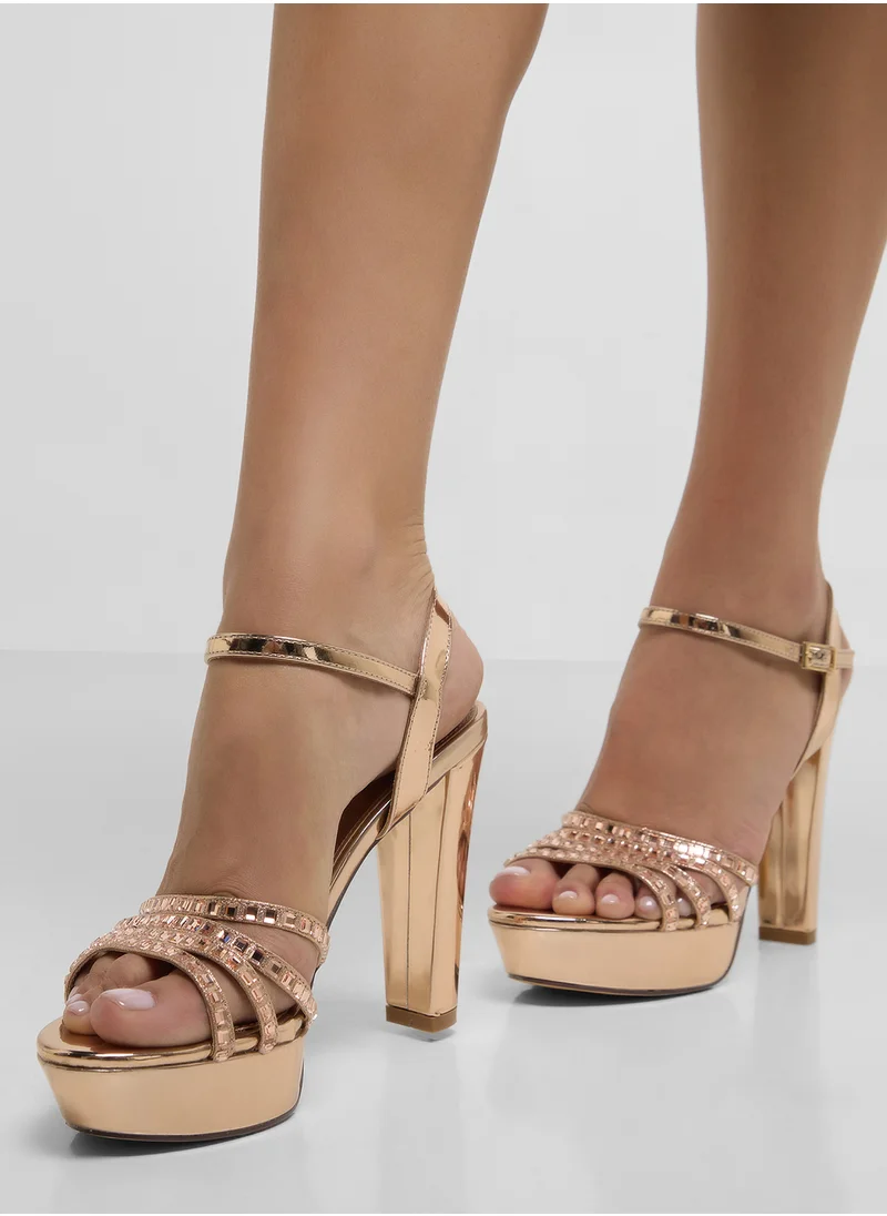 ايلا ليمتد اديشن Embellished Platform Block Heel Sandal