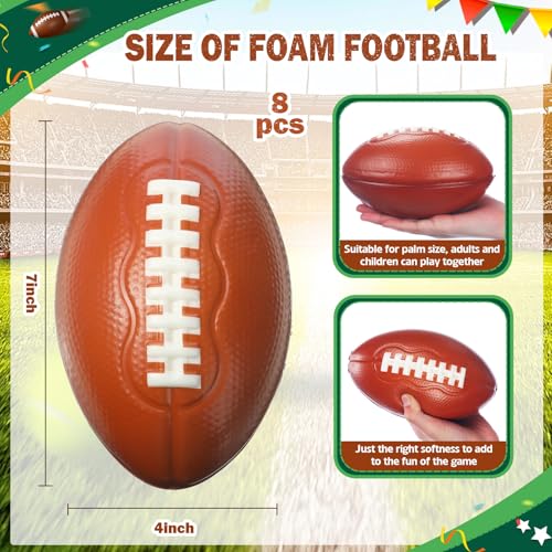Blulu 8 Pcs Foam Football 7 Inch Easy Grip Small Soft Football Foam Toys Party Favors for Christmas Xmas Birthday Gifts Soccer Themed Party Supplies - Image 5