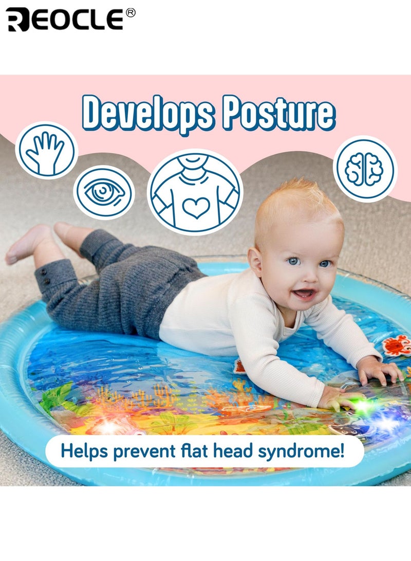 ريوكل سجادة لعب مائية حسية قابلة للنفخ للأطفال بتصميم بحري كبير وقت البطن سجادة أنشطة للتنمية الحسية للرضع والأطفال الصغار وسادة مائية تفاعلية للعب الداخلي - Image 2
