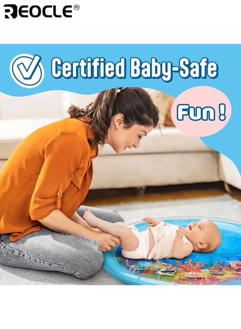 ريوكل سجادة لعب مائية حسية قابلة للنفخ للأطفال بتصميم بحري كبير وقت البطن سجادة أنشطة للتنمية الحسية للرضع والأطفال الصغار وسادة مائية تفاعلية للعب الداخلي - Image 5