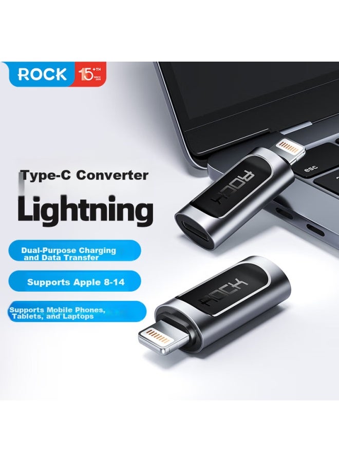 Rock Adapter, Type-c To Lightning Converter, Android And Apple Charging Cable, Data Cable, All-metal, Supports Iphone 14 Pro Max/13/12/8 Plus/7/6s - Image 1