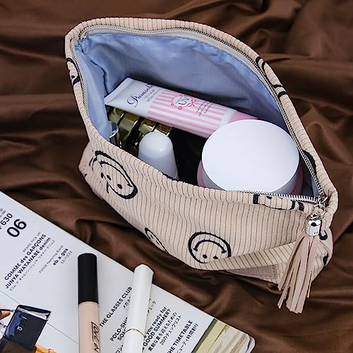 BOYATU Makeup Bag Small Cosmetic Pouch: Cosmetic Bag for Purse - Cute Make up Bags with Tassel - Gifts for Teen Girl (01-Khaki) - Image 3