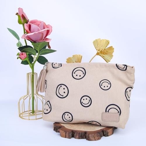 BOYATU Makeup Bag Small Cosmetic Pouch: Cosmetic Bag for Purse - Cute Make up Bags with Tassel - Gifts for Teen Girl (01-Khaki) - Image 2