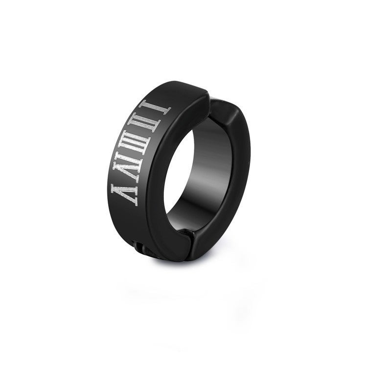 Titanium Steel Ear Cuff Unisex Simple Elegant X073-X (Roman numerals) black single