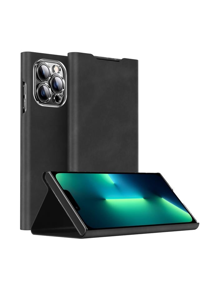 Zaboon Case For iPhone 13 Pro Max Magnetic Napa Texture Leather Phone Case with Holder - Image 1