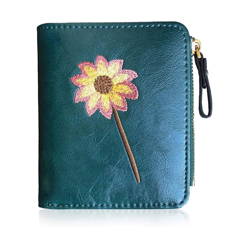 AOXONEL Girls Wallet Small Bifold Womens Wallets Rfid,Compact Female Cute Mini Zipper Coin Card Purse for Teen Girl Kids (Green) - Image 1
