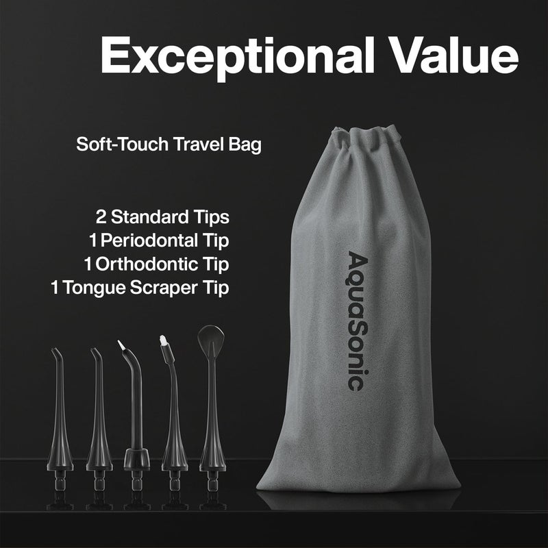 AquaSonic Aqua Flosser - Cordless Rechargeable Water Flosser for Teeth - Waterproof, Portable Oral Irrigator for Dental Cleaning with 5 Jet Tips â€“ Braces Home Travel - Image 3