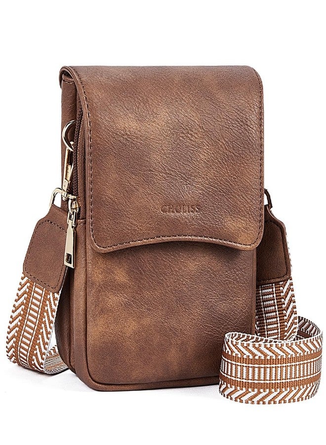 CHOLISS Cell Phone Crossbody Purse Small Cross Body Bag for Woman Leather Travel Wallet Shoulder Handbags with Card Slots, Black, Small, Crossbody Phone Purse - Image 1